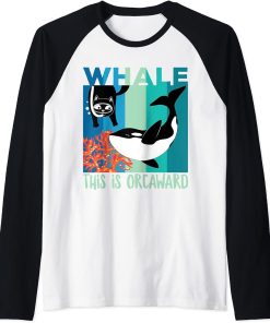 Funny Vintage This Is Orcaward Orca Lover Cat Lover Whale Raglan Baseball Tee