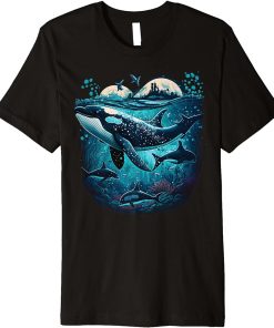 Colourful mystical orca whale watching dolphin pottwhale orca whale Premium T-Shirt