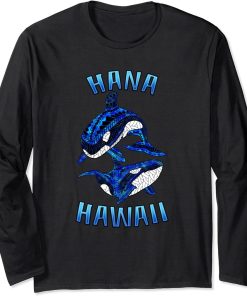 Tribal Hawaiian Vacation Ocean Animals Sealife Orcas Long Sleeve T-Shirt