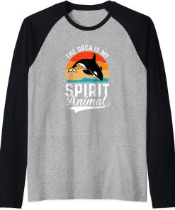 Cute Vintage The Orca Is My Spirit Animal Raglan Baseball Tee