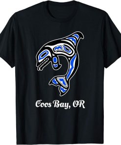 Blue Native American Coos Bay OR Tribal Orca Killer Whale T-Shirt