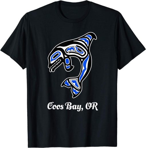 Blue Native American Coos Bay OR Tribal Orca Killer Whale T-Shirt