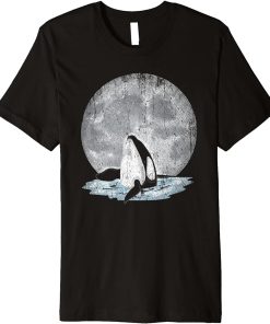 Killer Whale Moonlight Ocean Animal Lover Full Moon Orca Premium T-Shirt