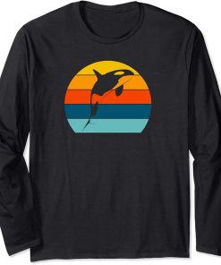 Orca Killer Whale Retro Vintage Sunset Women Men Girls Boys Long Sleeve T-Shirt
